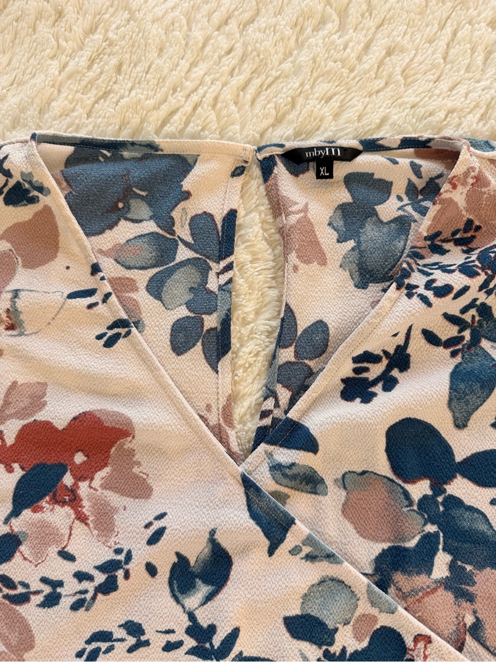 Floral Print Midi Dress with Tie Waist - Blush & Navy - Picture 3 of 8